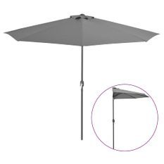 Parasol de balcon et mât en aluminium Anthracite 300x150cm Demi