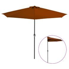 Parasol de balcon et mât en aluminium Terre cuite 300x150x253cm