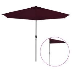 Parasol de balcon mât en aluminium Bordeaux 300x150x253 cm Demi