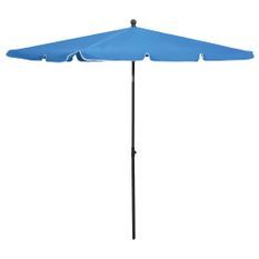 Parasol de jardin avec mât 210x140 cm Bleu azuré