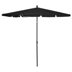 Parasol de jardin avec mât 210x140 cm Noir