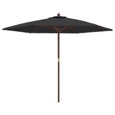 Parasol de jardin avec mât en bois noir 299x240 cm