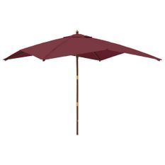 Parasol de jardin avec mât en bois rouge bordeaux 300x300x273cm