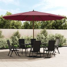Parasol de jardin avec mât en bois rouge bordeaux 400x273 cm