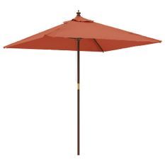 Parasol de jardin avec mât en bois terre cuite 198x198x231 cm