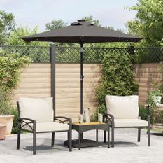 Parasol de jardin LED et mât en acier anthracite 225x225x212 cm