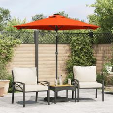 Parasol de jardin LED et mât en acier terre cuite 225x225x212cm