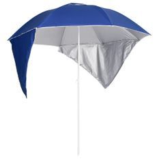 Parasol de plage avec parois latérales Bleu 215 cm