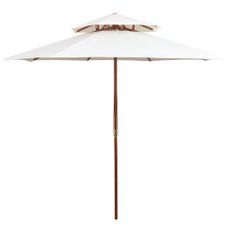 Parasol de terrasse 270 x 270 cm Poteau en bois Blanc crème