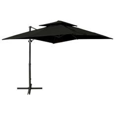 Parasol déporté à double toit 250x250 cm Noir