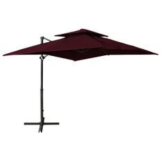 Parasol déporté à double toit 250x250 cm Rouge bordeaux