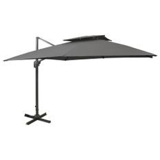 Parasol déporté à double toit 300x300 cm Anthracite