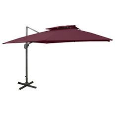 Parasol déporté à double toit 300x300 cm Rouge bordeaux