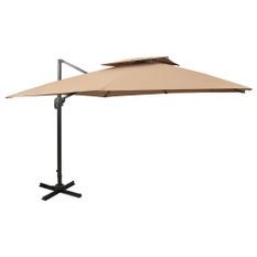 Parasol déporté à double toit 300x300 cm Taupe