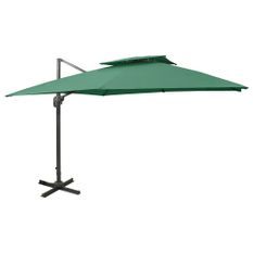 Parasol déporté à double toit 300x300 cm Vert