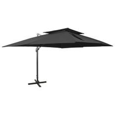 Parasol déporté à double toit Noir 400x300 cm