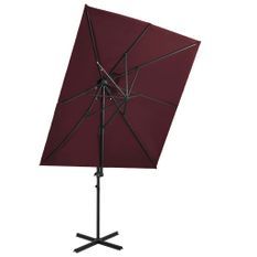 Parasol déporté à double toit Rouge bordeaux 250x250 cm