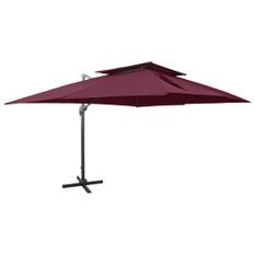 Parasol déporté à double toit Rouge bordeaux 400x300 cm