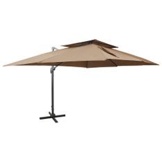 Parasol déporté à double toit Taupe 400x300 cm