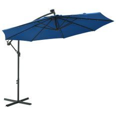 Parasol déporté à LED et mât en acier 300 cm Azuré