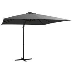 Parasol déporté avec LED et mât en acier 250x250 cm Anthracite