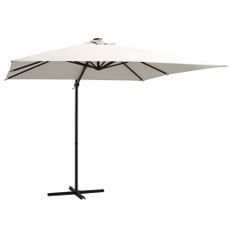 Parasol déporté avec LED et mât en acier 250x250 cm Sable