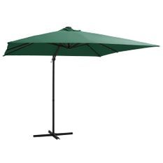 Parasol déporté avec LED et mât en acier 250x250 cm Vert