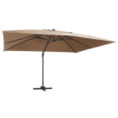 Parasol déporté avec lumières LED Aluminium 400x300 cm Taupe