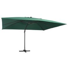 Parasol déporté avec lumières LED Aluminium 400x300 cm Vert