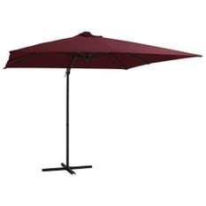 Parasol déporté avec lumières LED Rouge bordeaux 250x250 cm