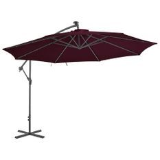 Parasol déporté avec lumières LED Rouge bordeaux 350 cm