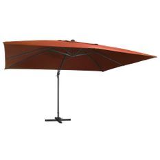 Parasol déporté avec lumières LED Terre cuite 400x300 cm