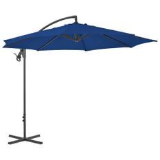 Parasol déporté avec mât en acier 300 cm Bleu azuré