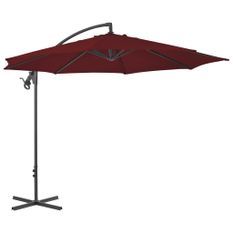 Parasol déporté avec mât en acier 300 cm Rouge bordeaux