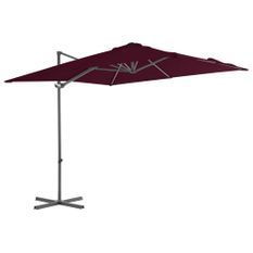 Parasol déporté avec mât en acier Rouge bordeaux 250x250 cm