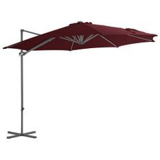 Parasol déporté avec mât en acier Rouge bordeaux 300 cm