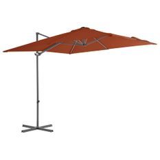 Parasol déporté avec mât en acier Terre cuite 250x250 cm