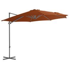 Parasol déporté avec mât en acier Terre cuite 300 cm