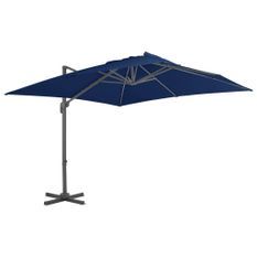 Parasol déporté avec mât en aluminium 3x3 m Bleu azuré