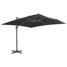 Parasol déporté avec mât en aluminium 3x3 m Noir