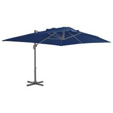 Parasol déporté avec mât en aluminium 4x3 m Bleu azuré