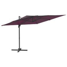 Parasol déporté avec mât en aluminium Bordeaux 400x300 cm