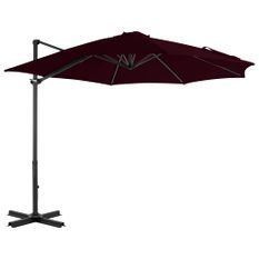 Parasol déporté avec mât en aluminium Rouge 300 cm