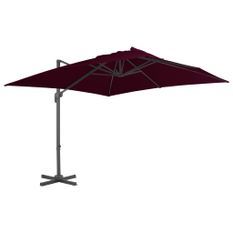 Parasol déporté avec mât en aluminium Rouge bordeaux 300x300 cm