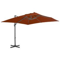 Parasol déporté avec mât en aluminium Terre cuite 300x300 cm