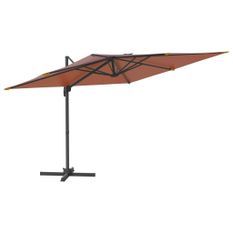 Parasol déporté avec mât en aluminium Terre cuite 300x300 cm