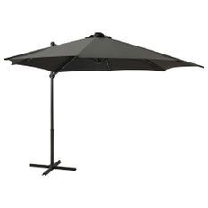 Parasol déporté avec mât et lumières LED Anthracite 300 cm