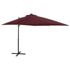 Parasol déporté avec mât et lumières LED Rouge bordeaux 250 cm