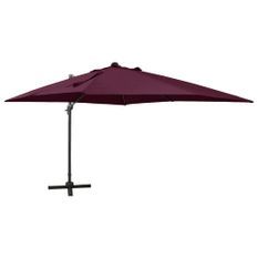 Parasol déporté avec mât et lumières LED Rouge bordeaux 300 cm 2