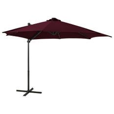 Parasol déporté avec mât et lumières LED Rouge bordeaux 300 cm 3